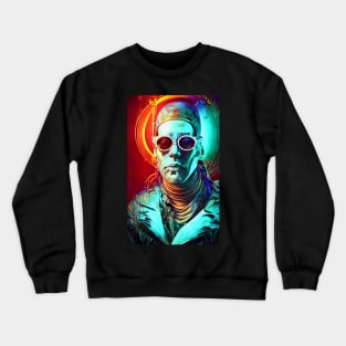 DJ deejay techno in rave cyberpunk steampunk music Crewneck Sweatshirt